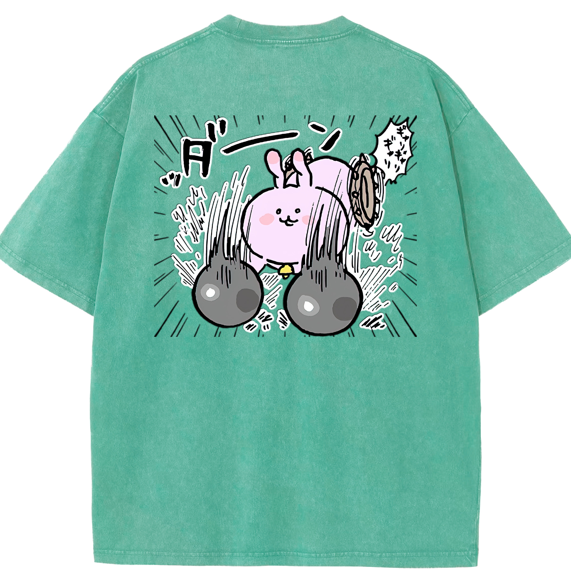 （画像用） ちいかわ うさぎ Chii-kawa usagi 綿100% ヴィンテージ風 半袖Tシャツ（背面プリント）